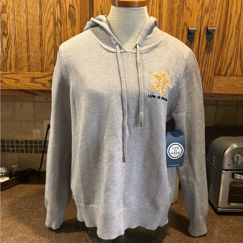 💙🩵NWT Life is Good Gray Hoodie sweater